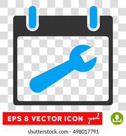 Vector Wrench Tool Calendar Day EPS vector pictograph. Illustration style is flat iconic bicolor blue and gray symbol on a transparent background.