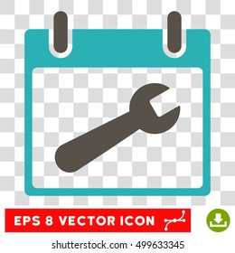 Vector Wrench Tool Calendar Day EPS vector pictograph. Illustration style is flat iconic bicolor grey and cyan symbol on a transparent background.