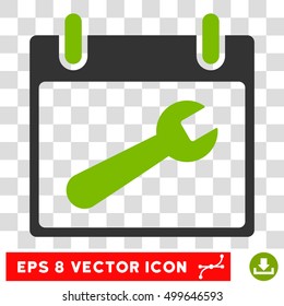 Vector Wrench Tool Calendar Day EPS vector pictograph. Illustration style is flat iconic bicolor eco green and gray symbol on a transparent background.