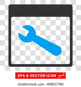 Vector Wrench Tool Calendar Page EPS vector icon. Illustration style is flat iconic bicolor blue and gray symbol on a transparent background.