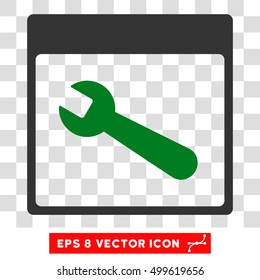 Vector Wrench Tool Calendar Page EPS vector pictograph. Illustration style is flat iconic bicolor green and gray symbol on a transparent background.