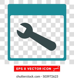 Vector Wrench Tool Calendar Page EPS vector icon. Illustration style is flat iconic bicolor soft blue symbol on a transparent background.