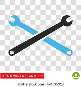 Vector Wrenches EPS vector pictograph. Illustration style is flat iconic bicolor blue and gray symbol on a transparent background.