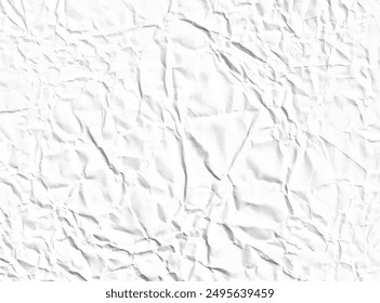 Vector wrinkled white paper texture. Realistic background