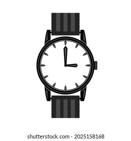 Vector Wrist Watch Icon in Classic Design Isolated on White Background.