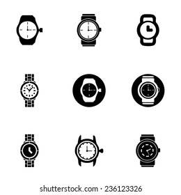 Vector wristwatch icon set on white background
