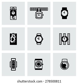 Vector Wristwatch icon set on grey background