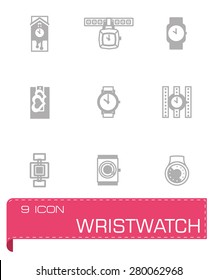 Vector Wristwatch icon set on grey background