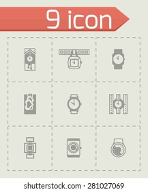 Vector Wristwatch icon set on grey background