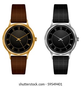 Vector wristwatches - golden and silver. No meshes.