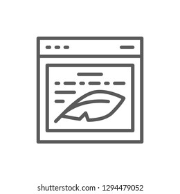 Vector writers website, prose, text on display line icon. Symbol and sign illustration design. Isolated on white background