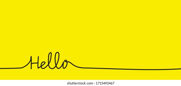 Vector writing of hello for banners, posters and stickers. Handwritten text on a landscape background.