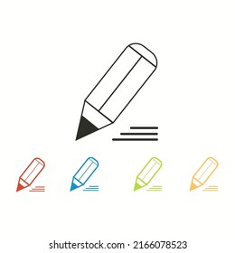 Vector writing icon. Pencil and text lines.