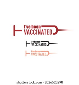 vector writing illustration I've been vaccinated. Combination of writing and vaccine needle