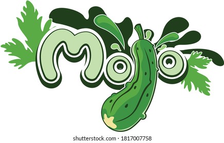 ilustración de escritura vectorial de mojo con pepinillos