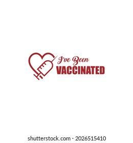 escritura vectorial, he sido vacunado. campaña de vacunación contra el coronavirus. combinación de hígado y aguja de la vacuna