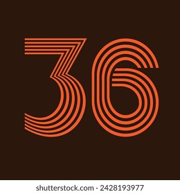 Vector que escribe el número treinta y seis con una combinación de dos colores