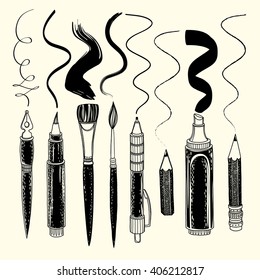 Vector writing and painting tools. Freehand drawing