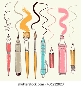 Vector writing and painting tools. Freehand drawing