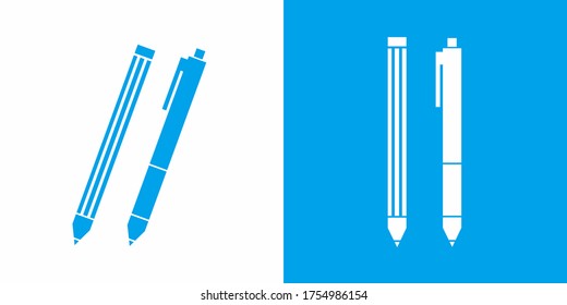 Vector writing and painting tools icons set: pencil, pen, tube of paint with white background
