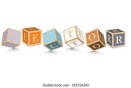 VECTOR escrito con bloques alfabéticos - ilustración vectorial