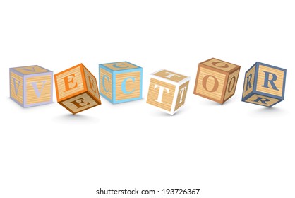 VECTOR written with alphabet blocks - vector illustration