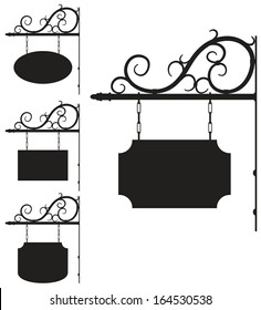 Vector wrought iron outline signs for old-fashioned design