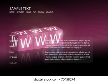 Vector www web text background - Website vector template illustration