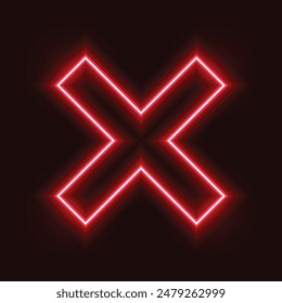 Vector X Icon Neon Style