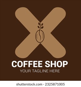 Ilustrador vectorial X letra café logo de la plantilla de diseño del vectores