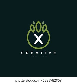 Vector X letter logo. minimalism design logo. botanical background. wedding monogram. graphic