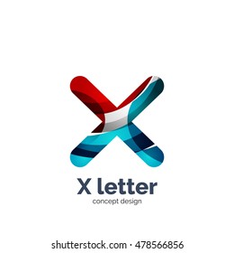 Vector X Letter Logo, modernes abstraktes geometrisches elegantes Design, glänzender Lichteffekt. Mit fließenden Wellen kreiert
