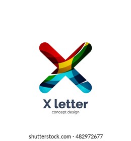 Logotipo de letra del vector X, diseño moderno y elegante geométrico abstracto, efecto luminoso brillante. Creado con ondas fluidas