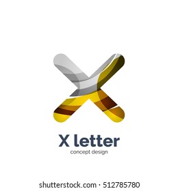 Vector X letter logo, modern abstract geometric elegant design, shiny light effect. Created with flowing waves