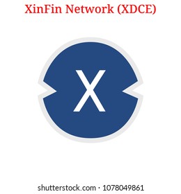 Vector XinFin Network (XDCE) digital cryptocurrency logo. XinFin Network (XDCE) icon. Vector illustration isolated on white background.