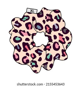 Vector XL size Scrunchie with Colorful Leopard print. Scrunchie Small Business.