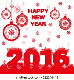 Vector Xmas banner happy new year and merry christmas with snowflakes and holiday balls