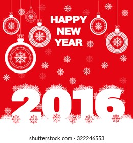 Vector Xmas banner happy new year and merry christmas with snowflakes and glass holiday balls