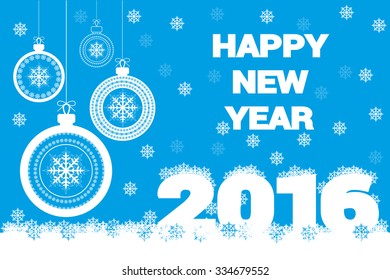 Vector Xmas banner happy new year and merry christmas with snowflakes and glass holiday balls