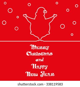 Vector Xmas banner Santa Claus silhouette and hand drawn text Merry Christmas and Happy new Year for design tickets or invitations on party