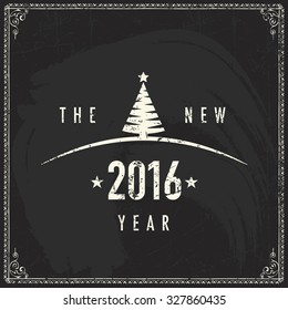 vector xmas blackboard scene with calligraphic letterhead 2016 new year cardboard smiling classical holiday star wintertime background scene new ceremonial xmas celebration dancing classic writing let