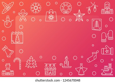 Vector Xmas concept illustration with empty space. Christmas and New Year minimal horizontal frame