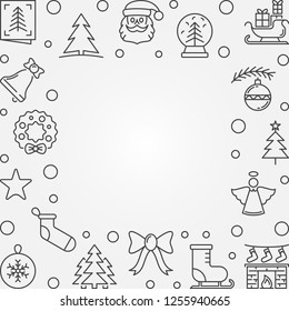 Vector Xmas concept simple background with empty space. Christmas and New Year minimal square frame