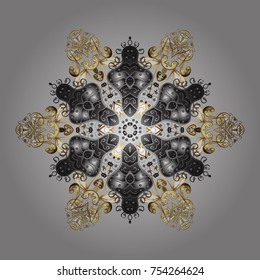 Vector. Xmas frost snow flake isolated silhouette symbol. Snowflake vector icon background gray, brown and beige color. Weather illustration ice collection. Winter christmas snow flat crystal element.