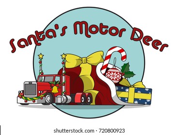 Vector Xmas Illustration Santa's Truck