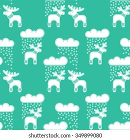 Vector xmas pattern with deer and elk.