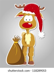 Vector Xmas Reindeer (as Santa Clause) Christmas illustration