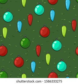 Vector Xmas Seamless Pattern of Christmas Decorations
