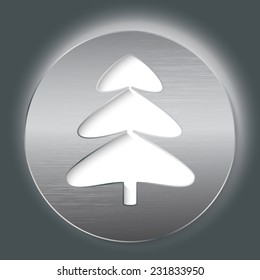 Vector xmas tree web metallic icon. Eps 10 illustration.