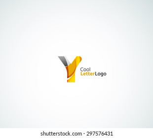 Vector Y alphabet letter logo. Created with transparent colorful overlapping geometric shapes, waves and flowing elements